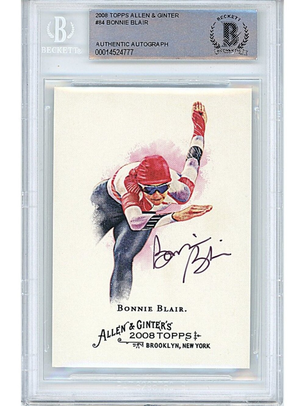 Bonnie Blair Signed 2008 Topps Allen & Ginter #84 Team USA BAS Slab Auto 5x Gold
